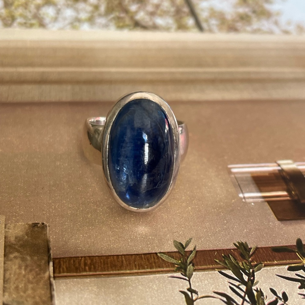 925 Sterling Silver Natural Blue Kyanite Ring | US Size 7